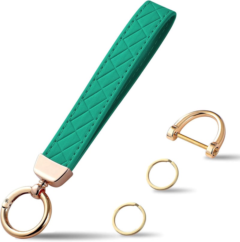 Weixiltc Leather Wristlet Keychain, Car Key Chain Holder with 2 Key Ring & Anti-Lost D Ring, Key Fob Wristband for Women - Image 1